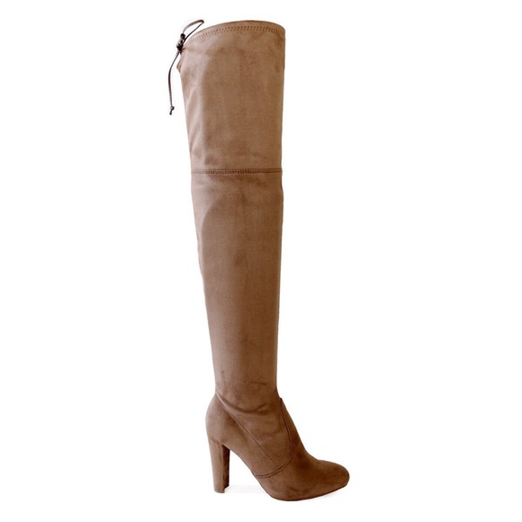 Amaya-01 taupe stretch over the knee boots - Picture 4 of 8
